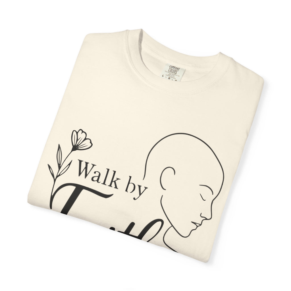 Walk by Faith minimalist Christian T-shirt inspired by 2 Corinthians 5:7