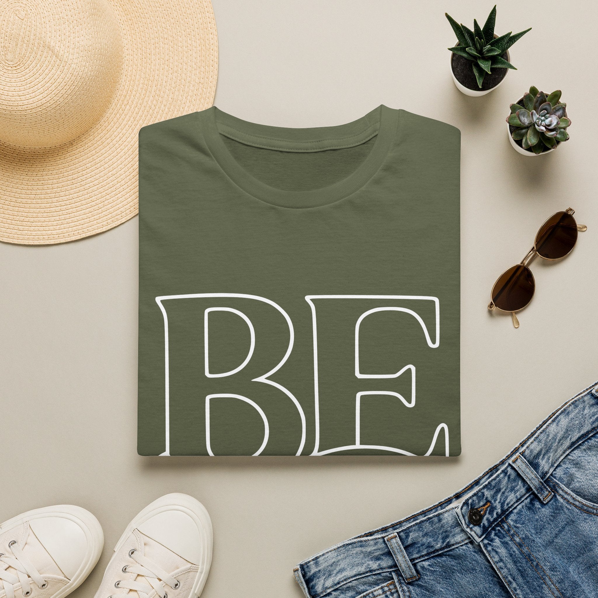 T-Shirt - BE Kind Outline Graphic Tee — Positive Message, Casual Everyday Wear