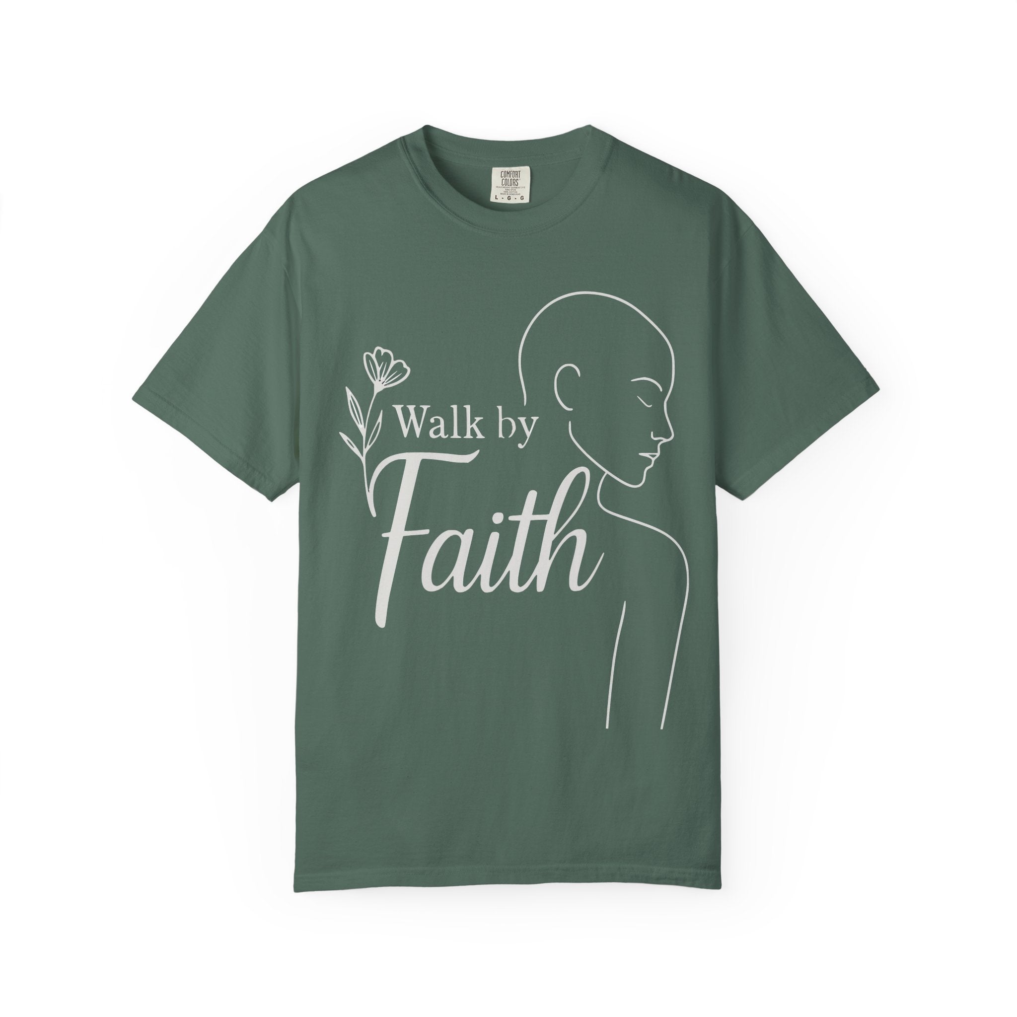 Walk by Faith minimalist Christian T-shirt inspired by 2 Corinthians 5:7