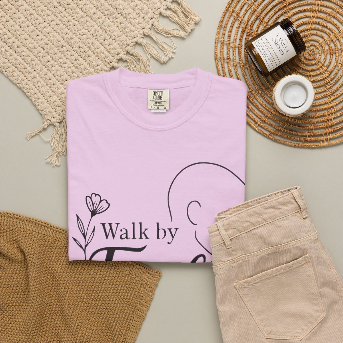 Walk by Faith minimalist Christian T-shirt inspired by 2 Corinthians 5:7