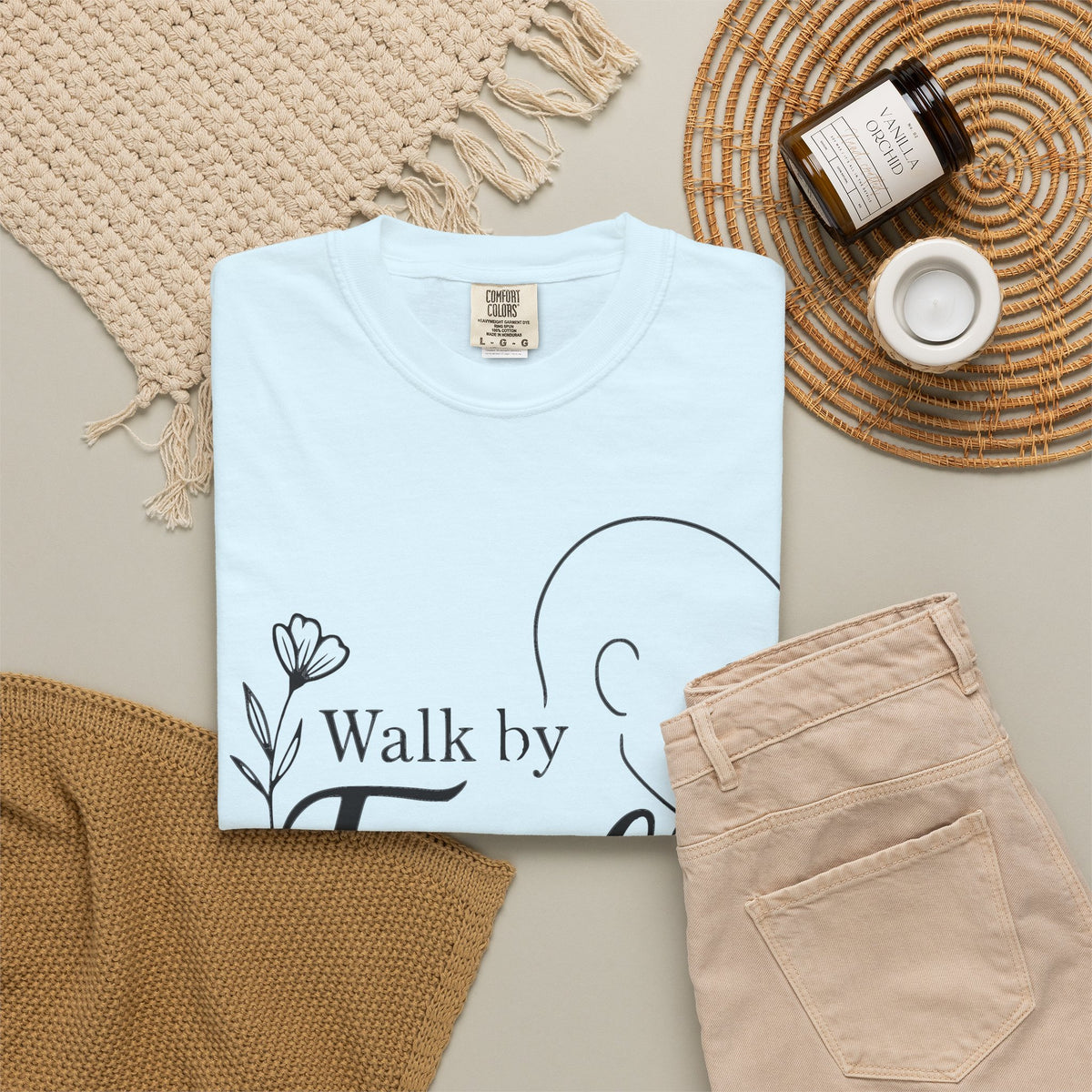 Walk by Faith minimalist Christian T-shirt inspired by 2 Corinthians 5:7