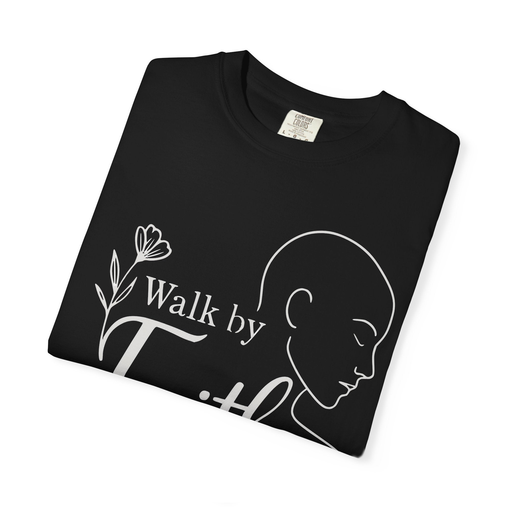 Walk by Faith minimalist Christian T-shirt inspired by 2 Corinthians 5:7