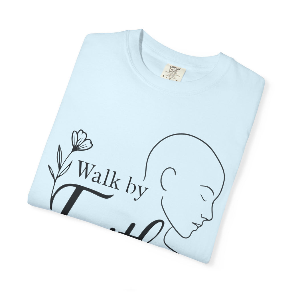 Walk by Faith minimalist Christian T-shirt inspired by 2 Corinthians 5:7