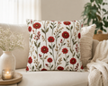 Floral Red Daisy Pillowcase — Red Botanical Square Throw Pillow Cover