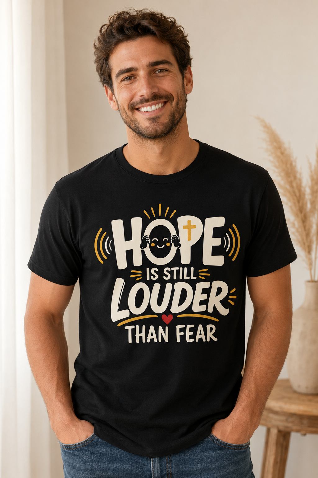 Hope Is Still Louder Than Fear Christian graphic T-shirt