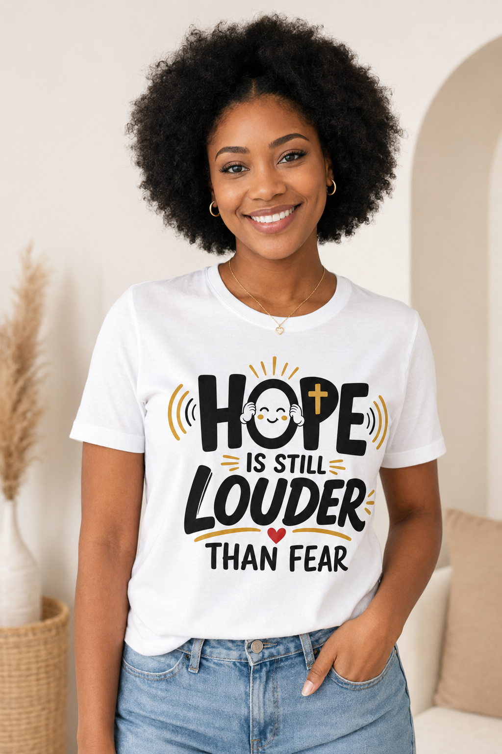 Hope Is Still Louder Than Fear Christian graphic T-shirt