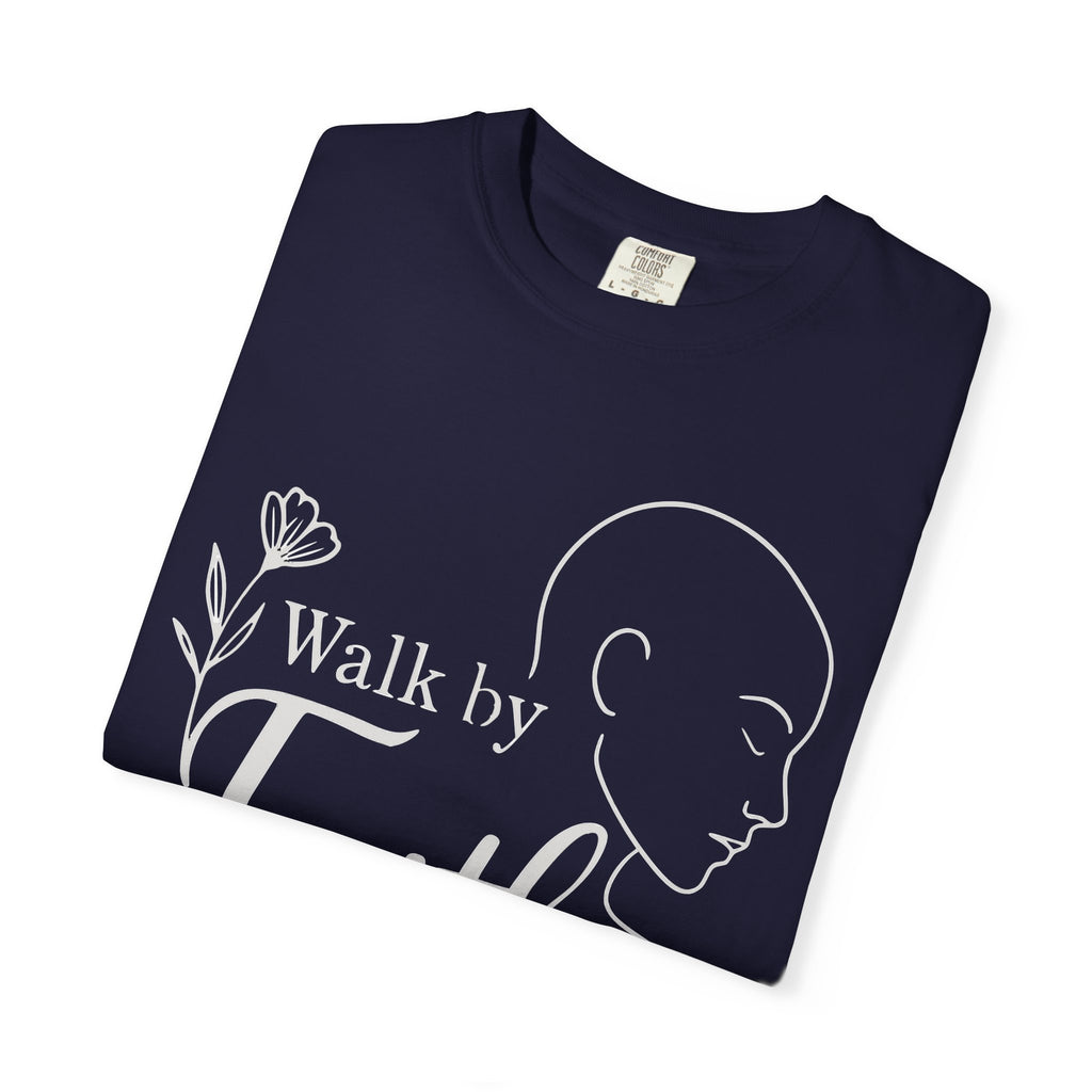 Walk by Faith minimalist Christian T-shirt inspired by 2 Corinthians 5:7