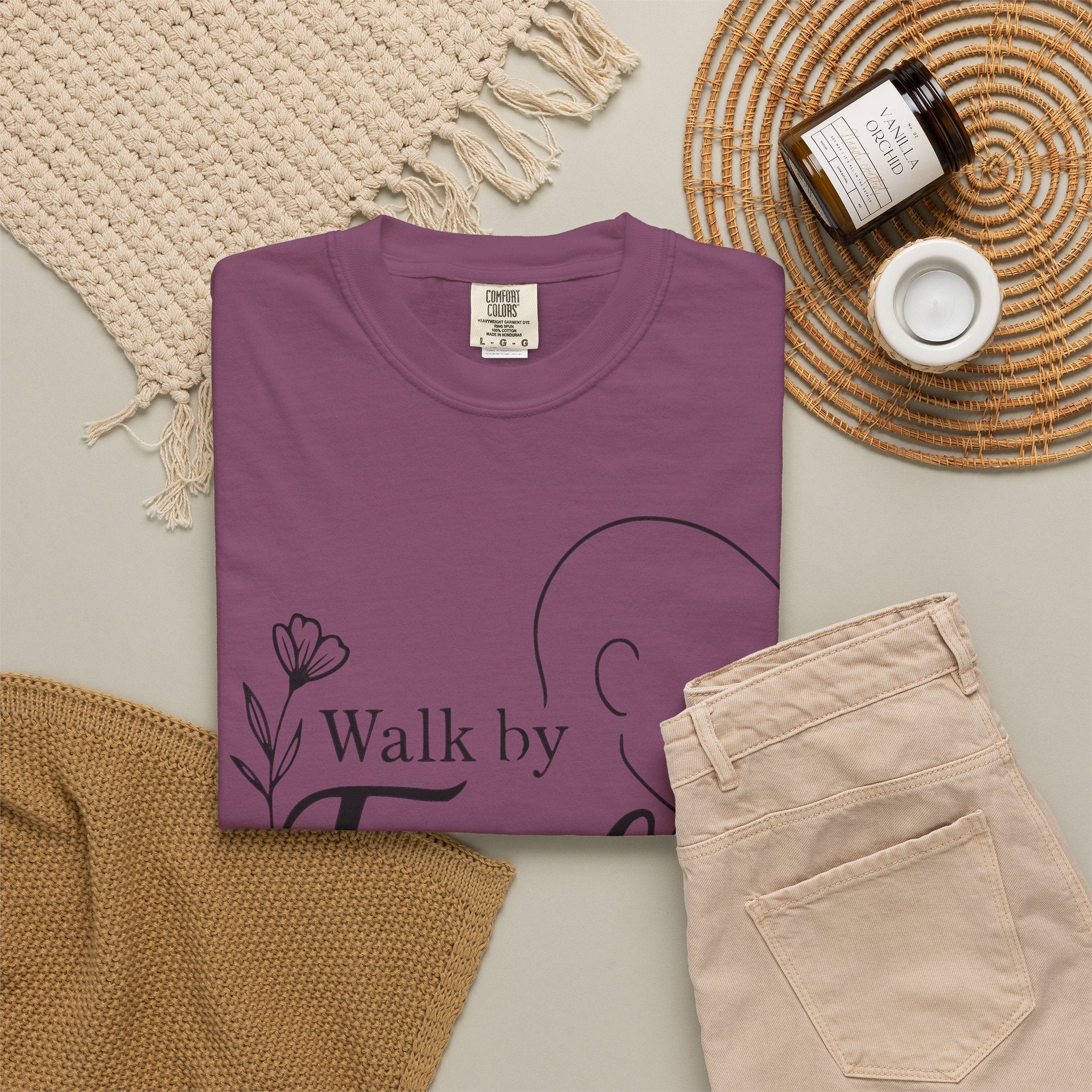Walk by Faith minimalist Christian T-shirt inspired by 2 Corinthians 5:7