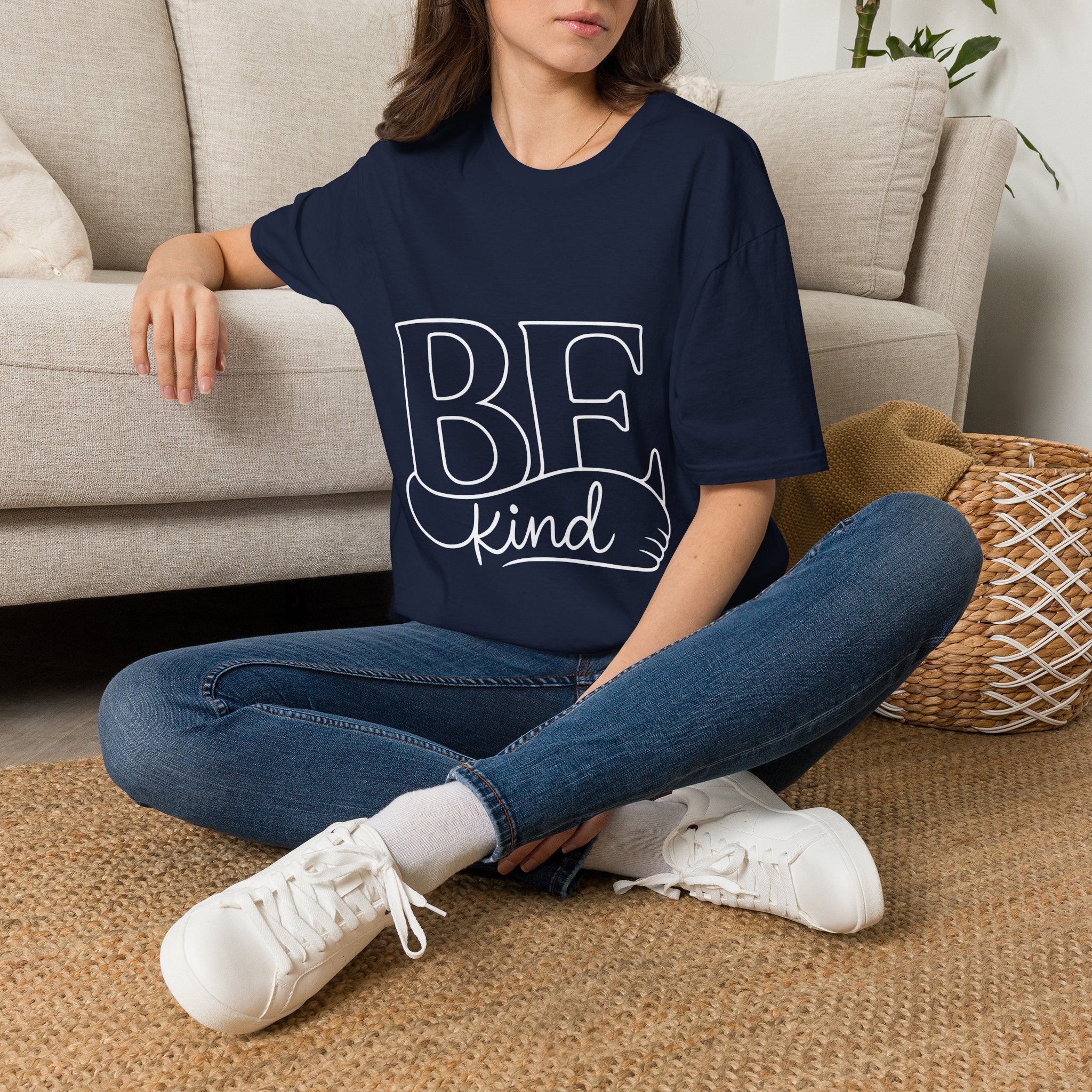 T-Shirt - BE Kind Outline Graphic Tee — Positive Message, Casual Everyday Wear