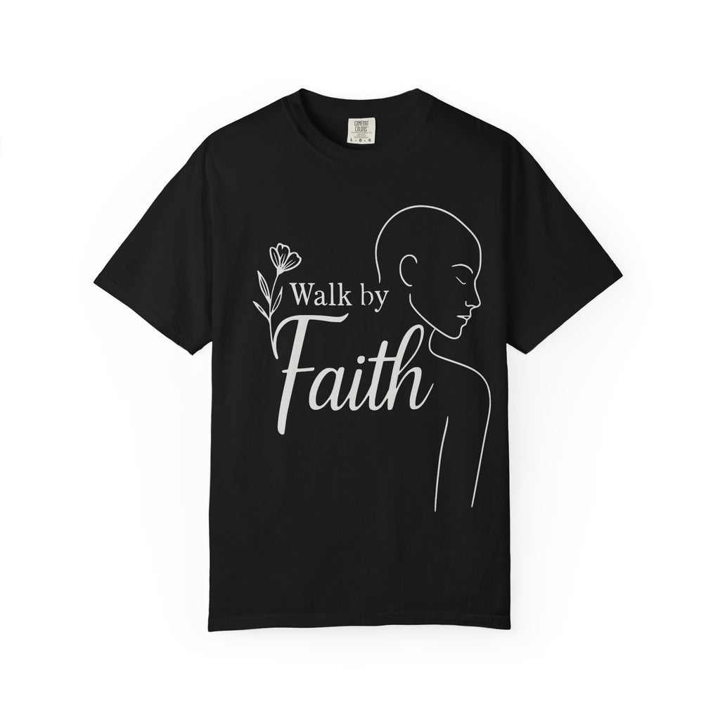 Walk by Faith minimalist Christian T-shirt inspired by 2 Corinthians 5:7