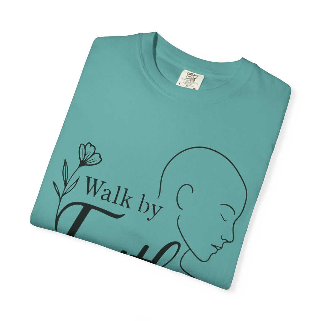 Walk by Faith minimalist Christian T-shirt inspired by 2 Corinthians 5:7