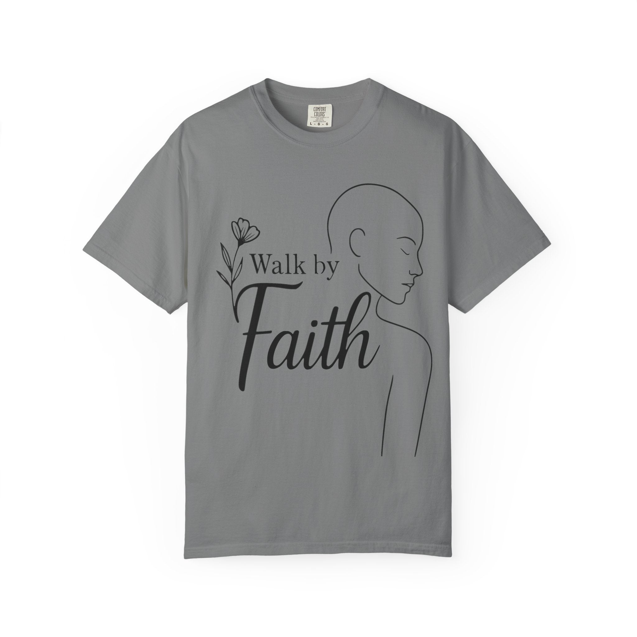 Walk by Faith minimalist Christian T-shirt inspired by 2 Corinthians 5:7