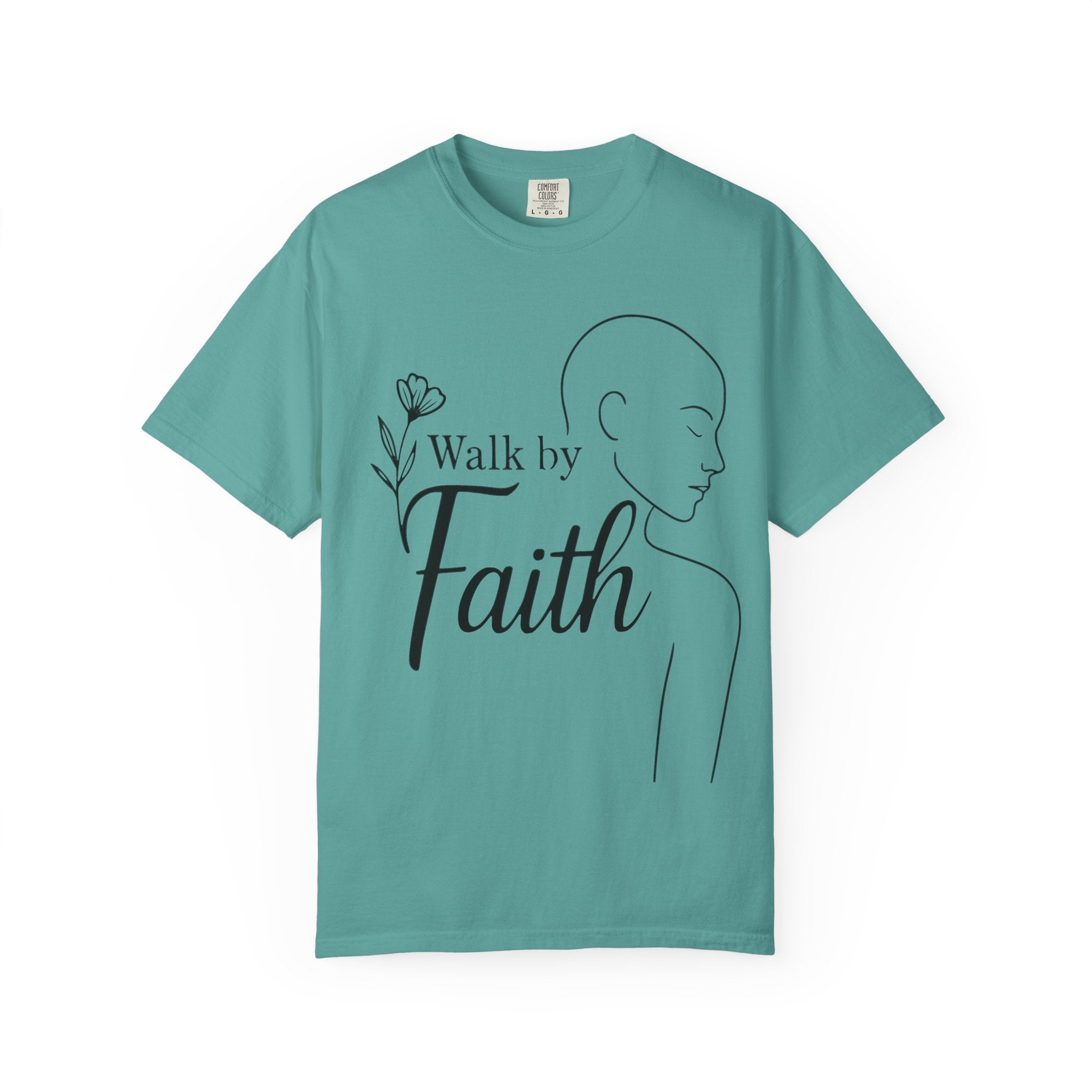 Walk by Faith minimalist Christian T-shirt inspired by 2 Corinthians 5:7