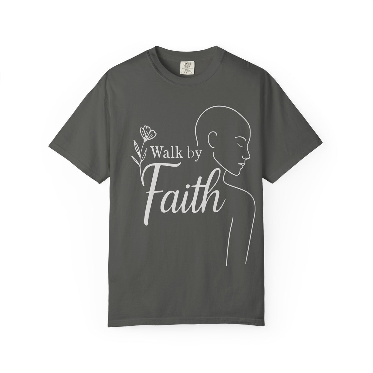 Walk by Faith minimalist Christian T-shirt inspired by 2 Corinthians 5:7