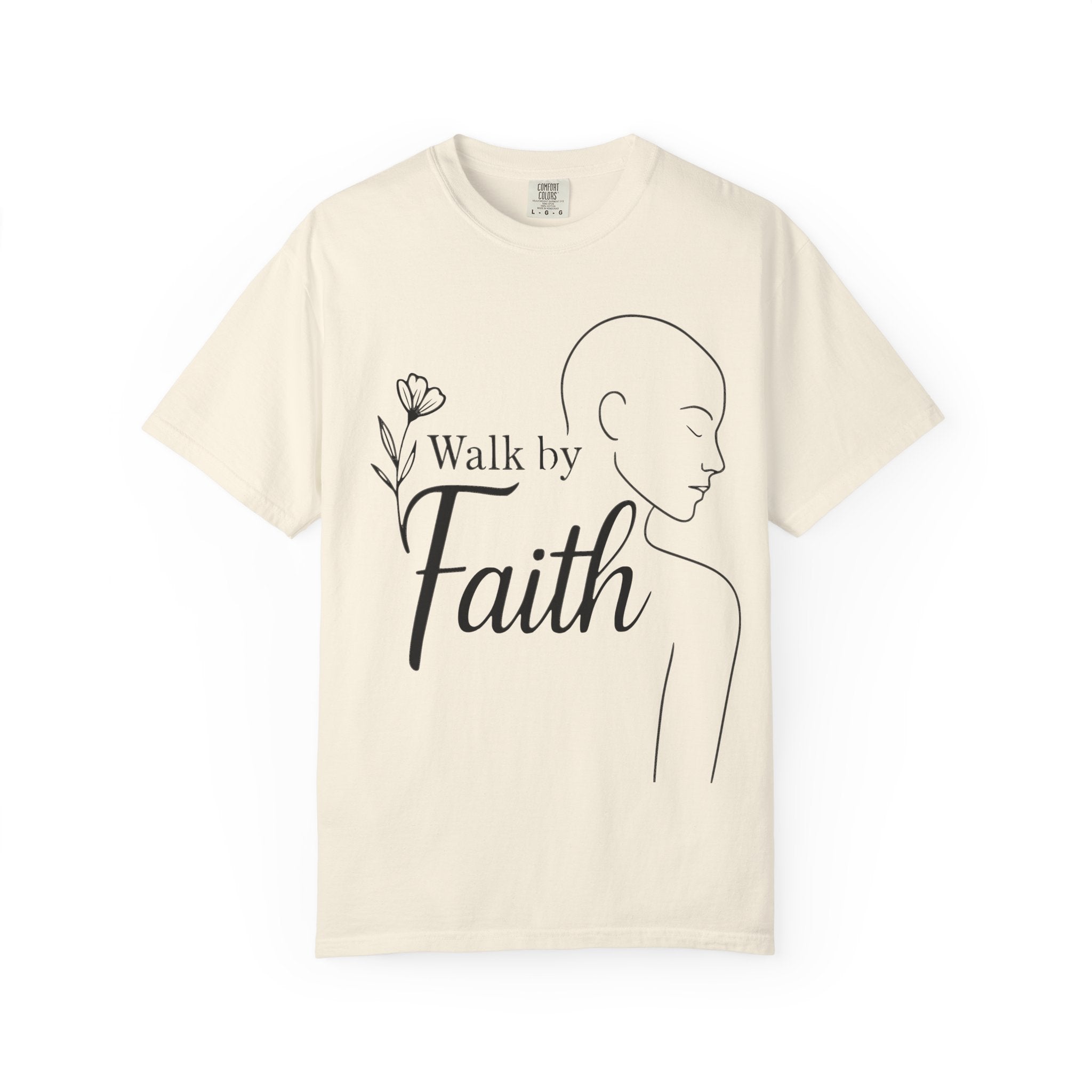 Walk by Faith minimalist Christian T-shirt inspired by 2 Corinthians 5:7