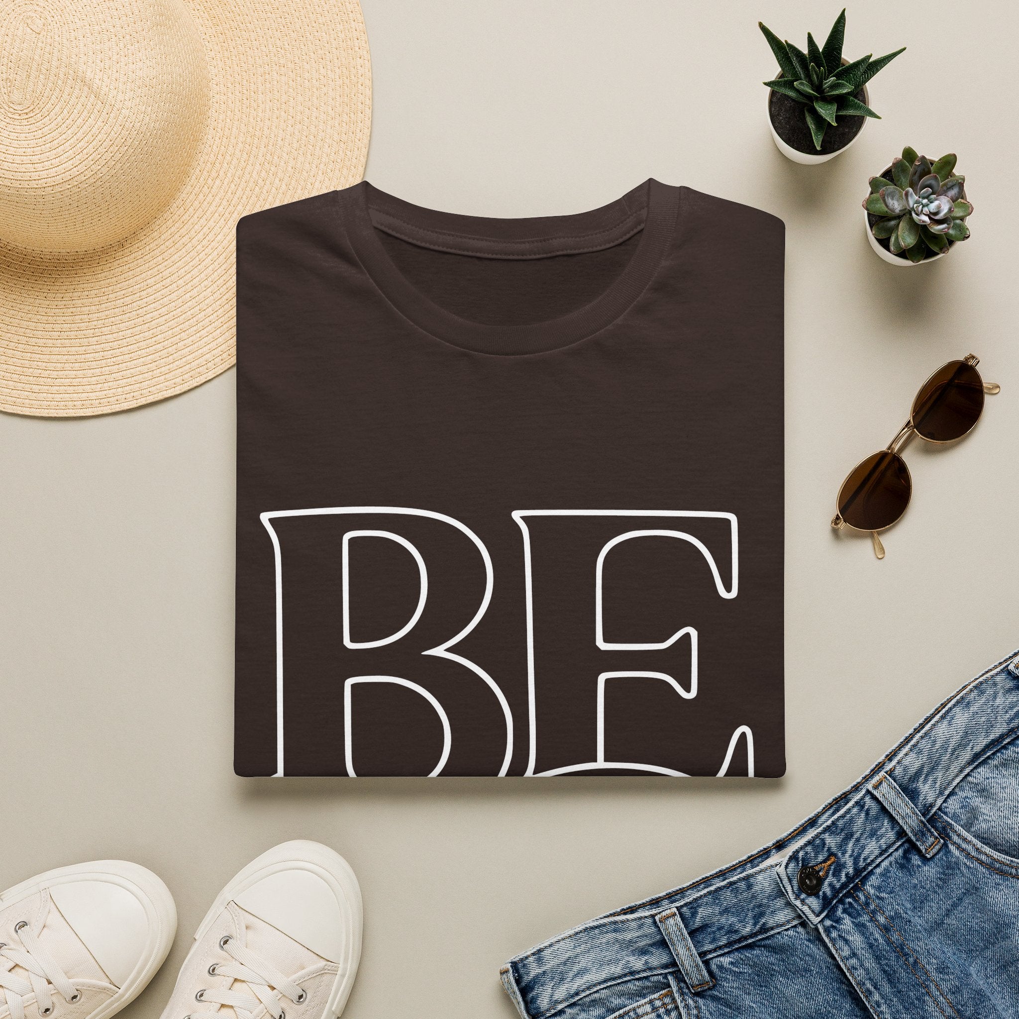 T-Shirt - BE Kind Outline Graphic Tee — Positive Message, Casual Everyday Wear