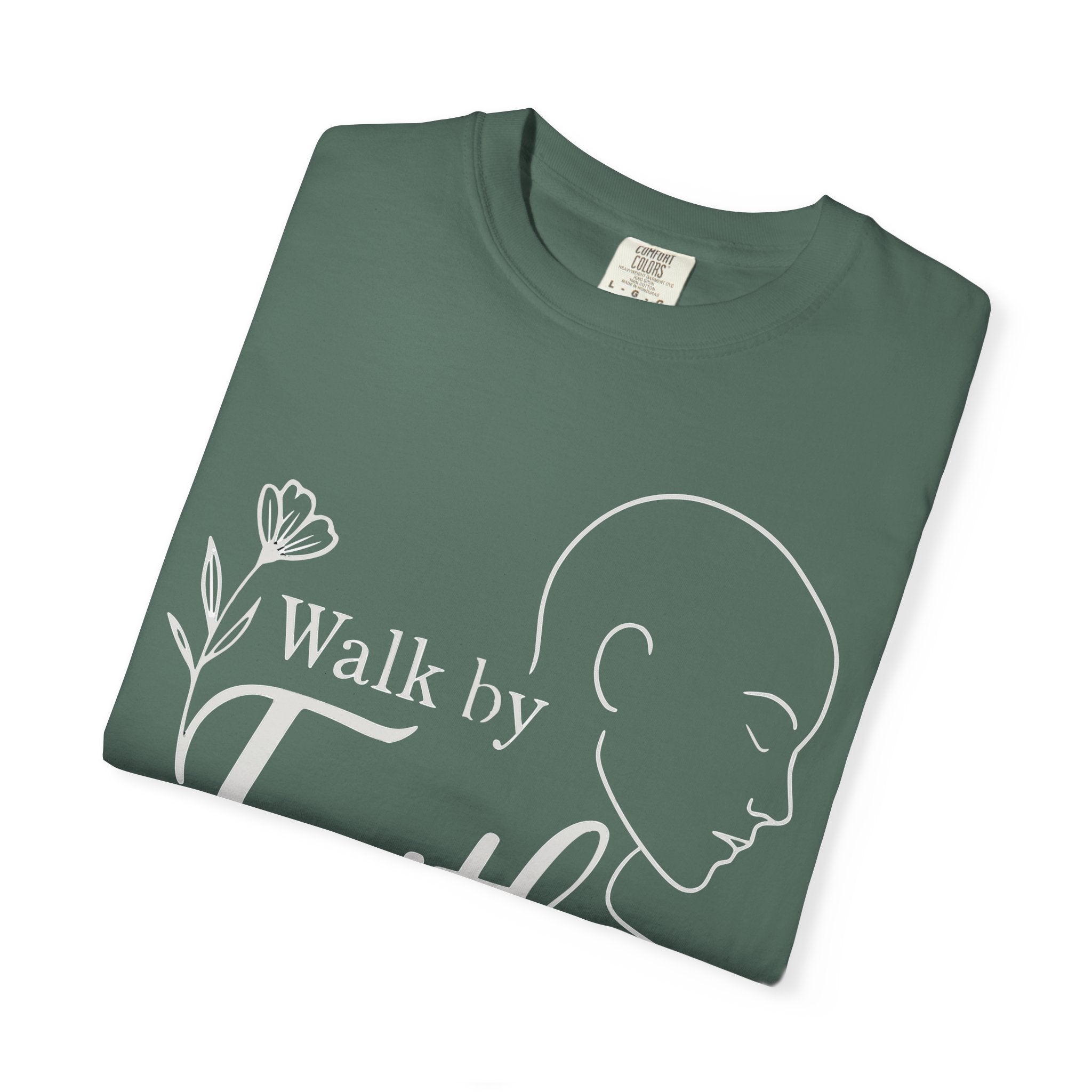 Walk by Faith minimalist Christian T-shirt inspired by 2 Corinthians 5:7