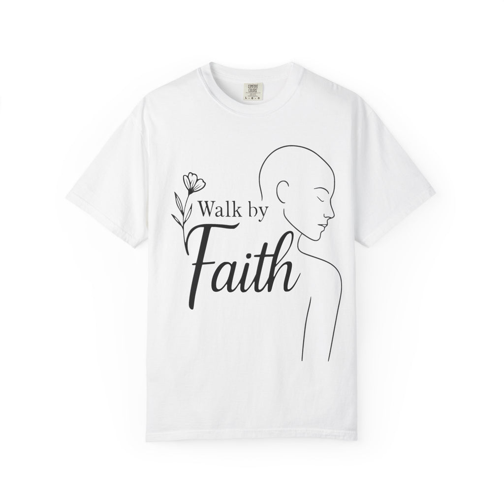 Walk by Faith minimalist Christian T-shirt inspired by 2 Corinthians 5:7