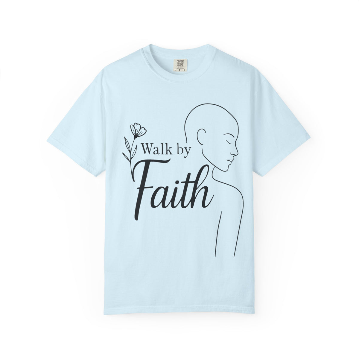 Walk by Faith minimalist Christian T-shirt inspired by 2 Corinthians 5:7