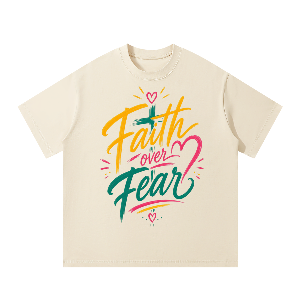 Faith Over Fear oversized Christian streetwear T-shirt