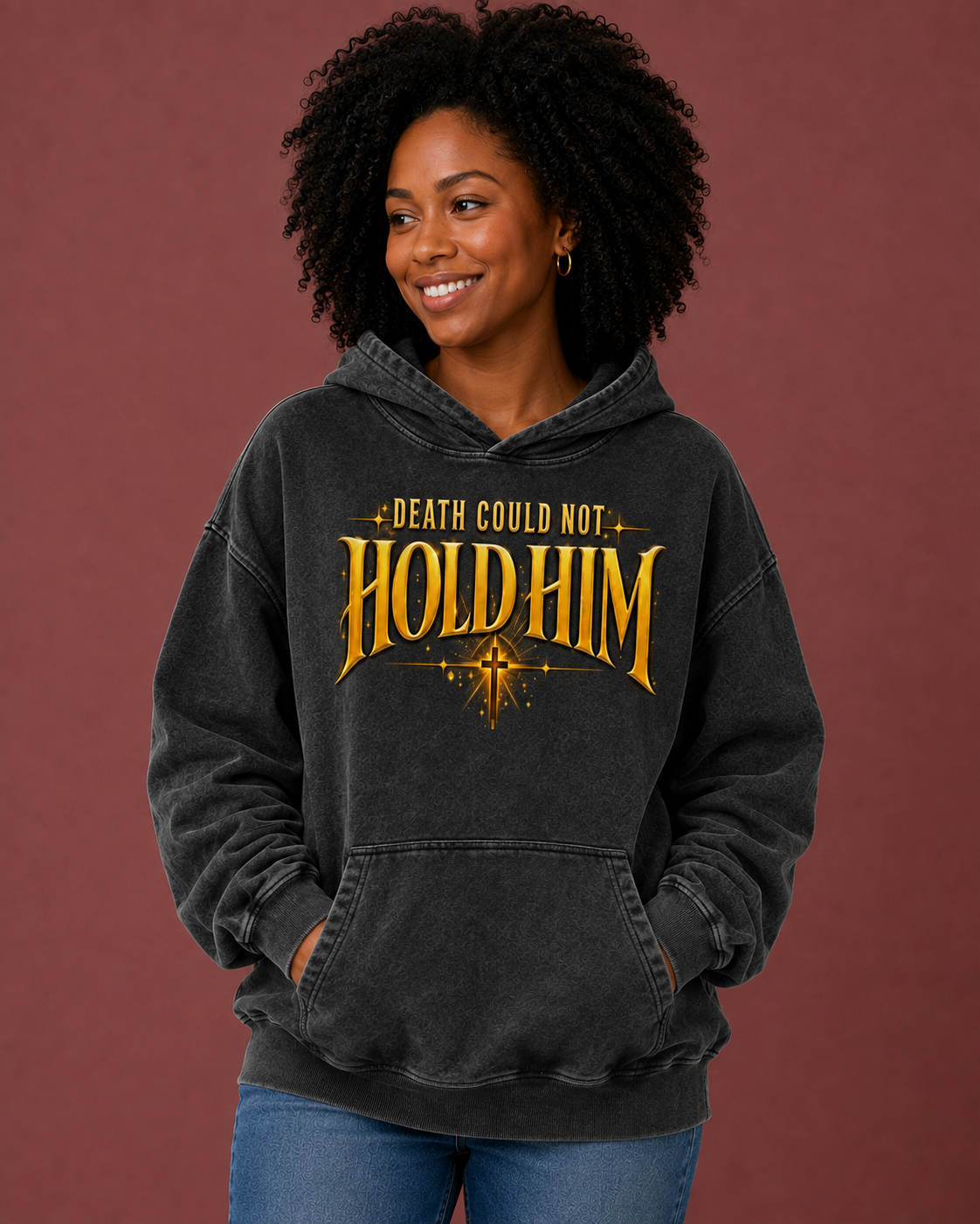 RISEN heavyweight Christian hoodie inspired by Matthew 28:6