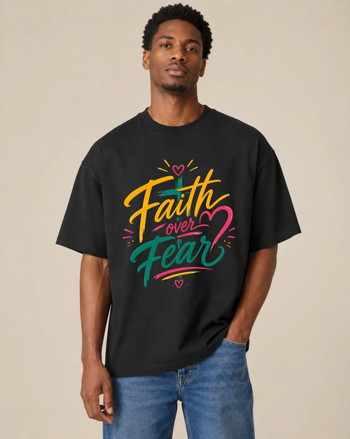 Faith Over Fear oversized Christian streetwear T-shirt